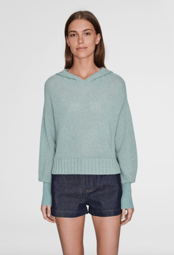 White + Warren - Blouson Sleeve Cropped Hoodie Soft Sage Heather