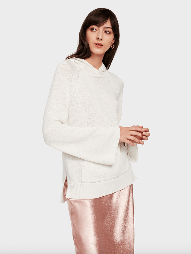 White + Warren - Raglan Pocket  Hoodie White