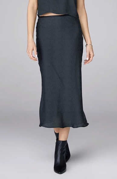 David Lerner - Bias Midi Skirt in Black Forest Snakeskin
