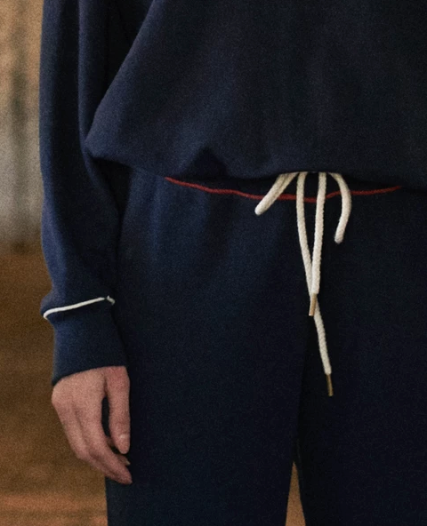 The Great - The College Sweatshirt with Multi Piping in Navy