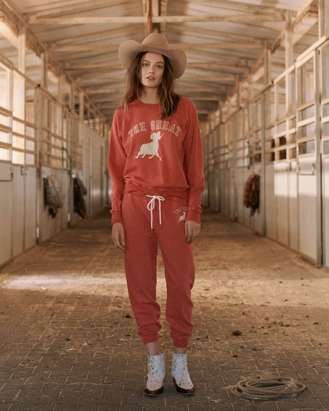 The Great - The College Sweatshirt with Ram Graphic in Cardinal
