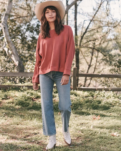The Great - The Slouch Sweatshirt in Marled Cardinal