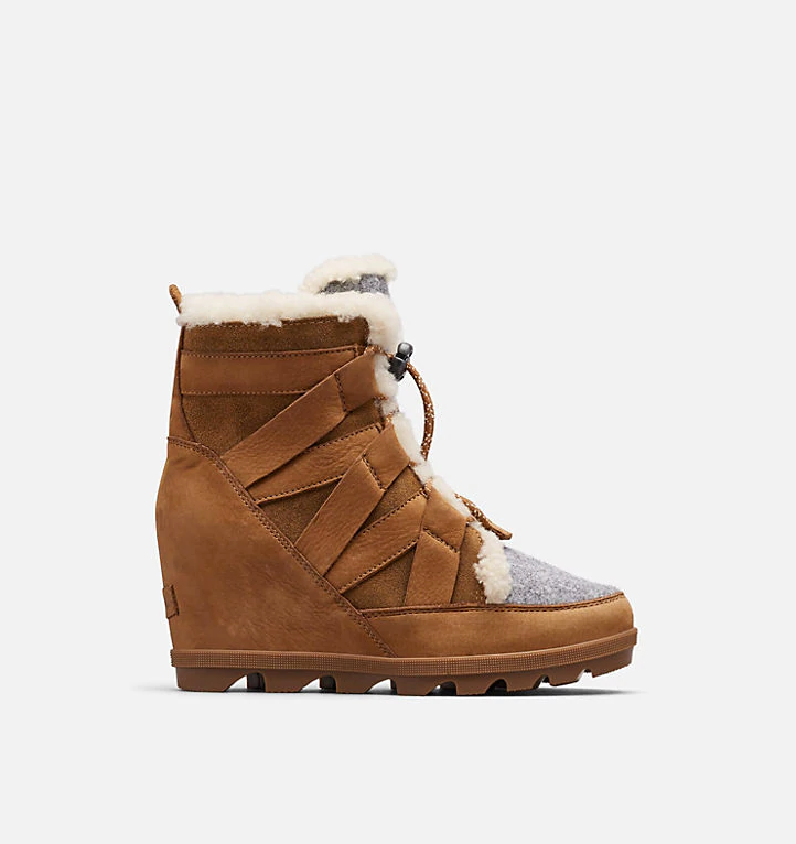 Sorel Joan of Arctic Wedge II Cozy Boots in Camel Brown Blond