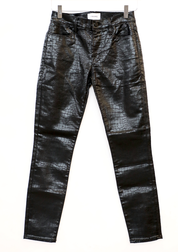 Frame - Le High Skinny Jeans in Noir Croc