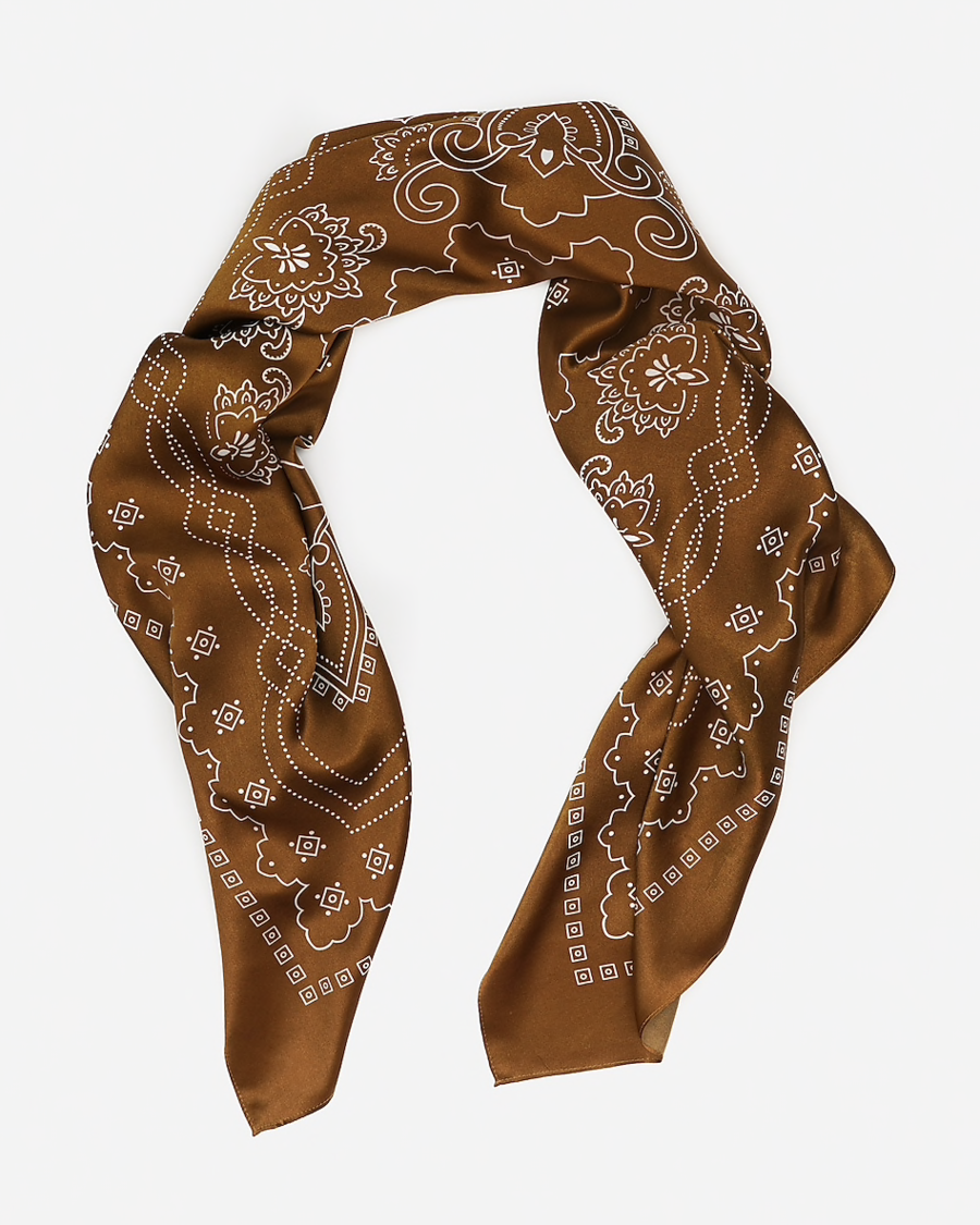 Manner Market - The XL Western Silk Bandana in Brown Accessories