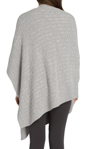 BAREFOOT DREAMS - Cozychic Lite Cable Poncho in Pewter/Silver
