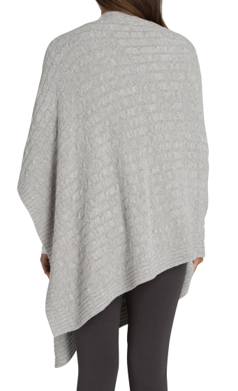 BAREFOOT DREAMS - Cozychic Lite Cable Poncho in Pewter/Silver