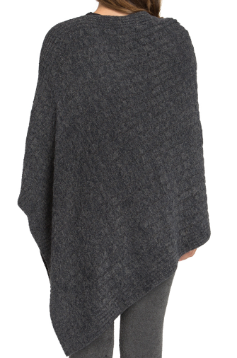 BAREFOOT DREAMS- Cozychic Lite Cable Poncho in Carbon/Black