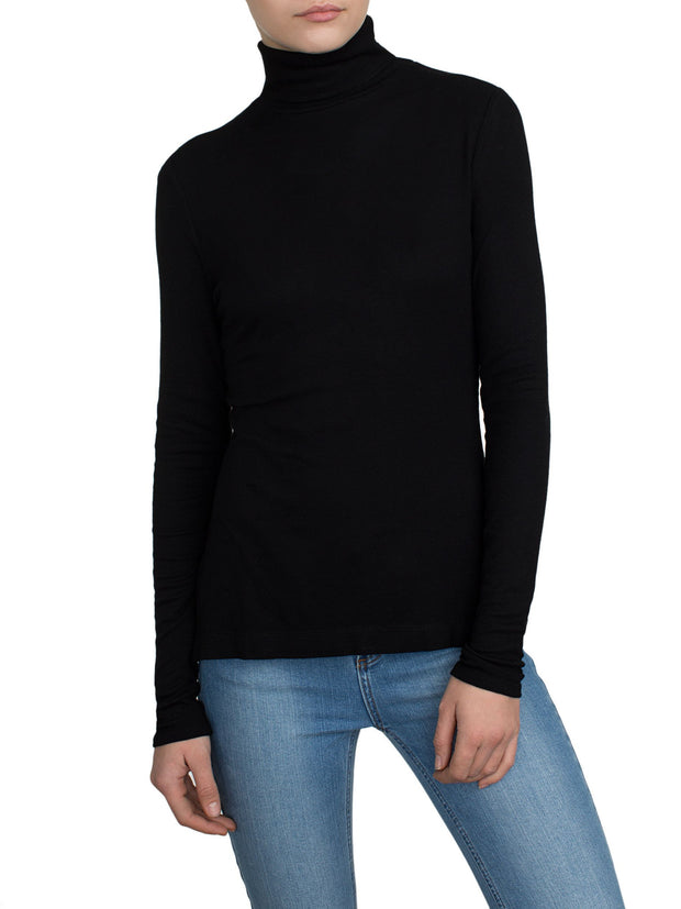 White + Warren Scrunchneck Sweater Black at Blond Genius - 1