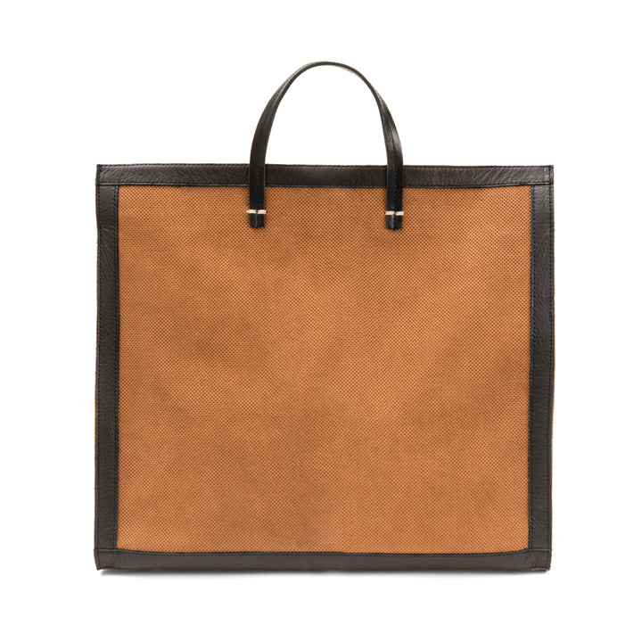 Clare V. - Simple Tote in Cognac Perf Suede w/ Black Neptune Border