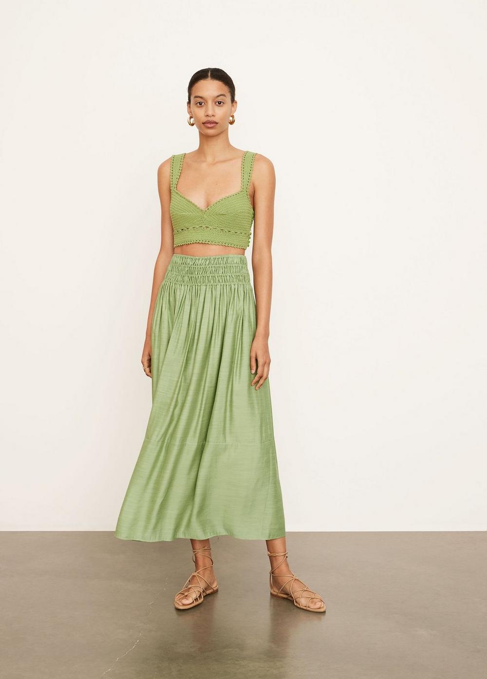 Vince - Smocked Midi Skirt in Pistachio