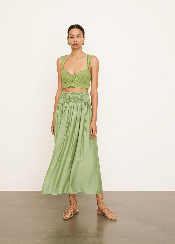 Vince - Smocked Midi Skirt in Pistachio