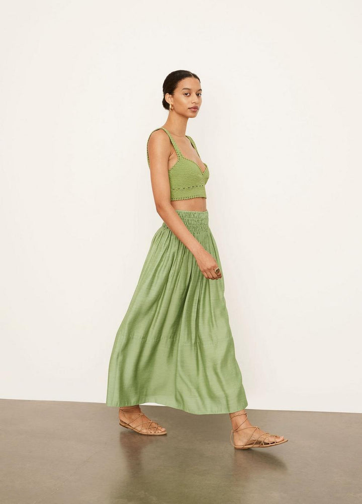 Vince - Smocked Midi Skirt in Pistachio