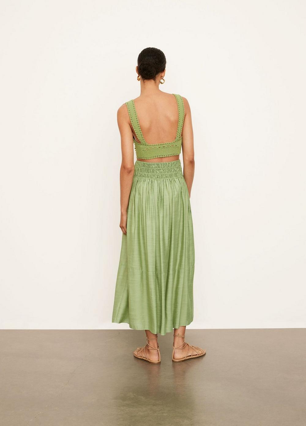 Vince - Smocked Midi Skirt in Pistachio