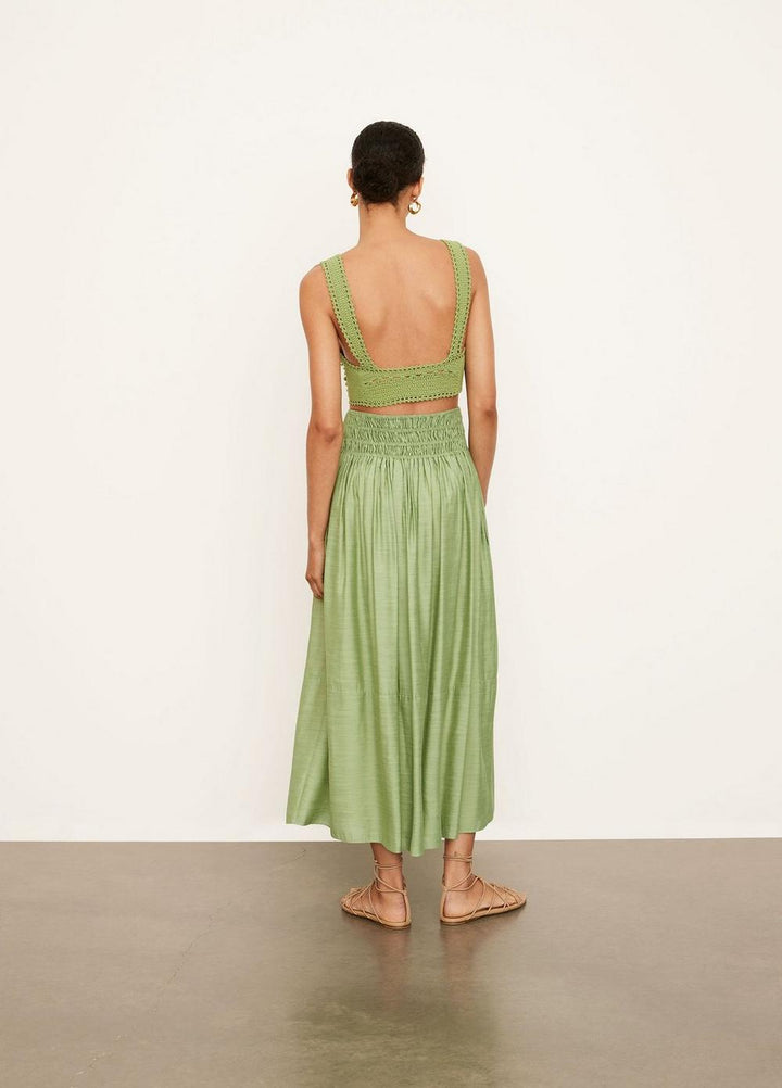 Vince - Smocked Midi Skirt in Pistachio