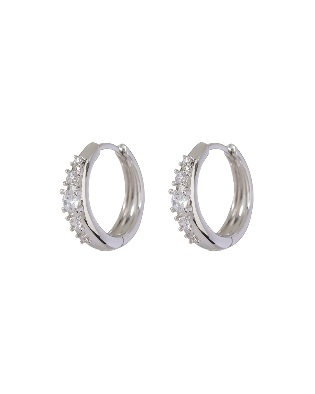Luv AJ - Stone Geneva Hoops in Silver