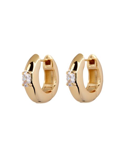 LUV AJ - Stone Orb Hoops in Gold