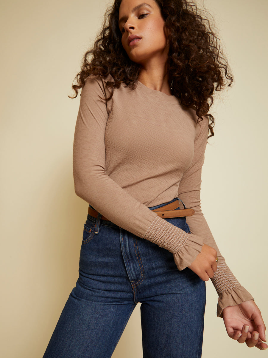 Nation LTD - Tavi Smock Cuff Tee in Sahara