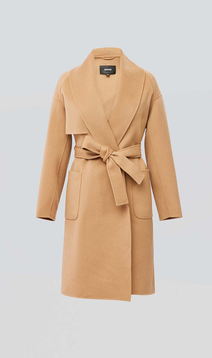 Mackage - Thalia Wool Robe Coat in Tan