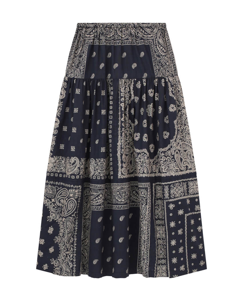 The Great - The Waltz Skirt in Navy Bandana Print