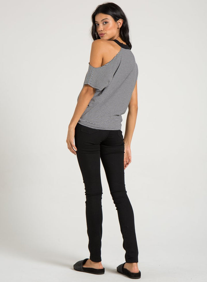 PHILANTHROPY - Flamingo Tee Shirt in Black Cat Stripe