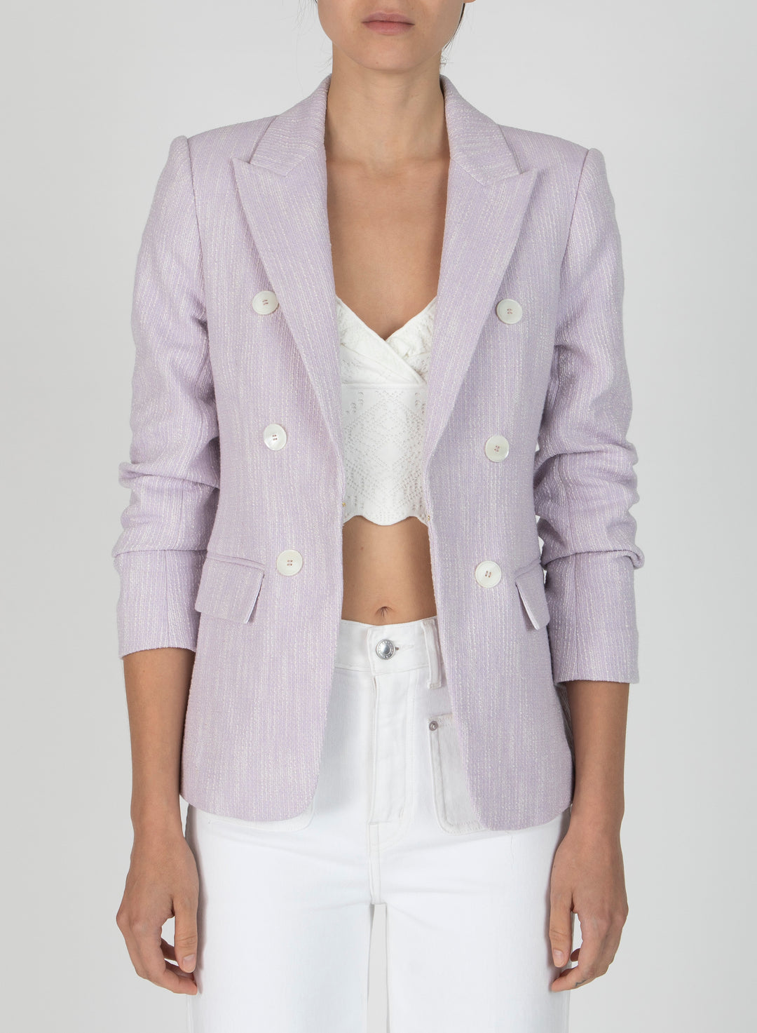Derek Lam 10 Crosby - Kaia Faux Double Breasted Jacket In Lilac/White