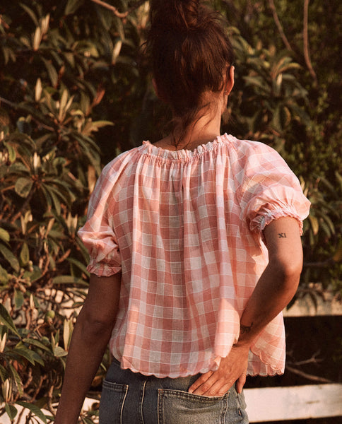 The Great - The Garland Top in Pink with Cream Gingham