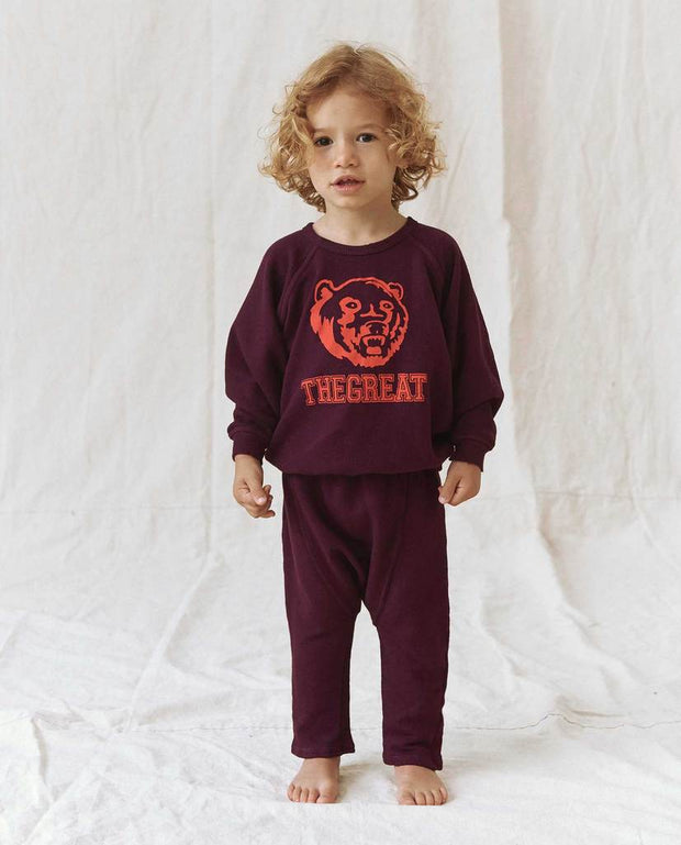 The Great - The Little College Sweatshirt w/ Bear Graphic in Mulberry