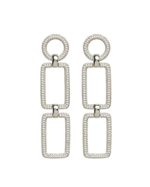 LUV AJ - The Pave Chain Link Earrings in Silver