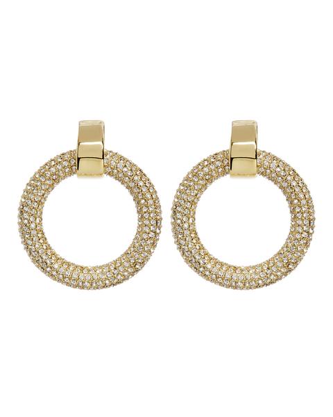 LUV AJ - The Pave Door Knocker Hoops in Gold