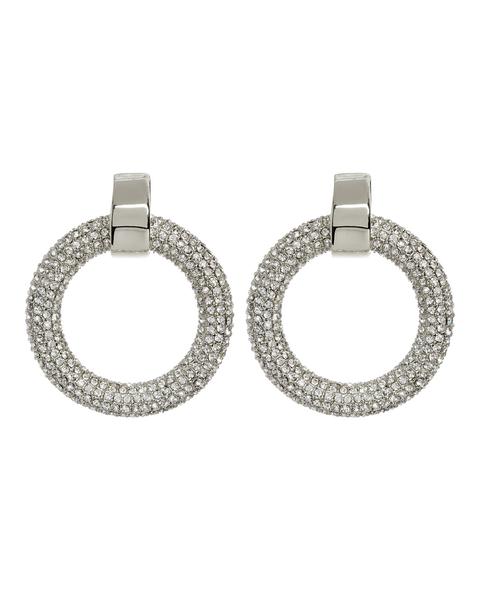 LUV AJ - The Pave Door Knocker Hoops in Silver