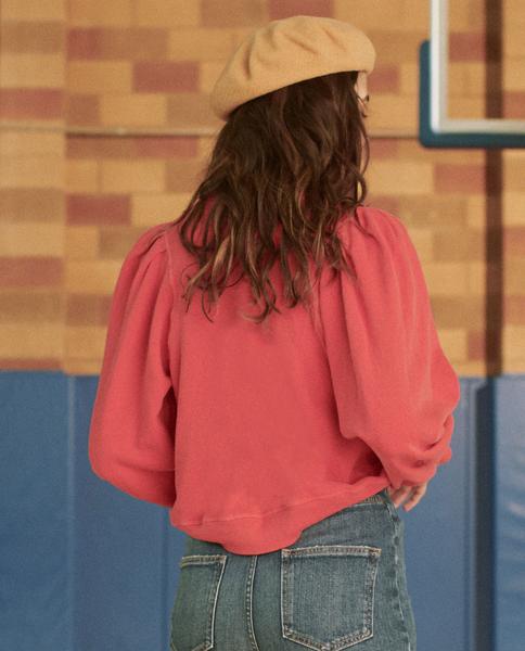 The Great - The Pleat Sleeve Sweatshirt in Candy Apple