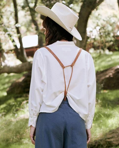 THE GREAT - The School House Button Up With Ric Rac in White