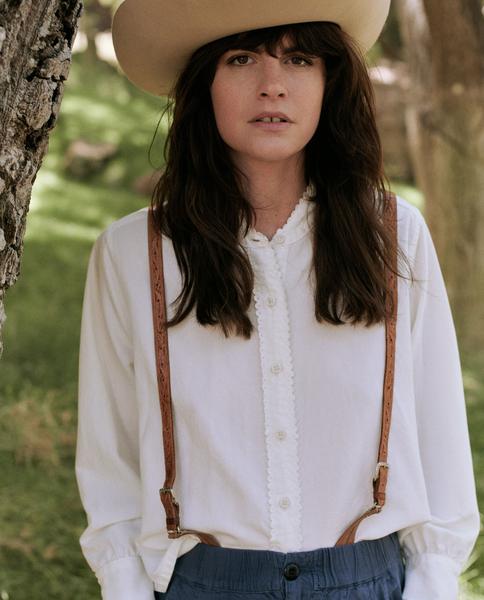 THE GREAT - The School House Button Up With Ric Rac in White