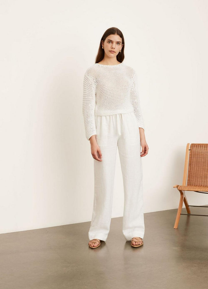 Vince - Tie Front Pull on Pant in Optic White