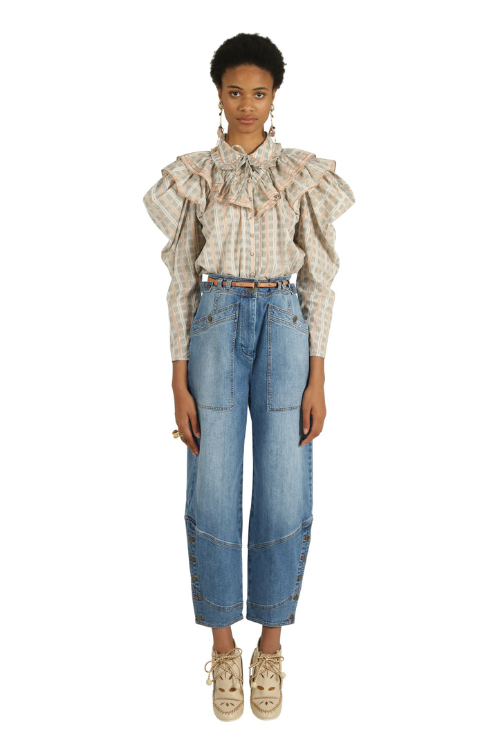 Ulla Johnson - Clementine Blouse in Sandstone Ikat Tops