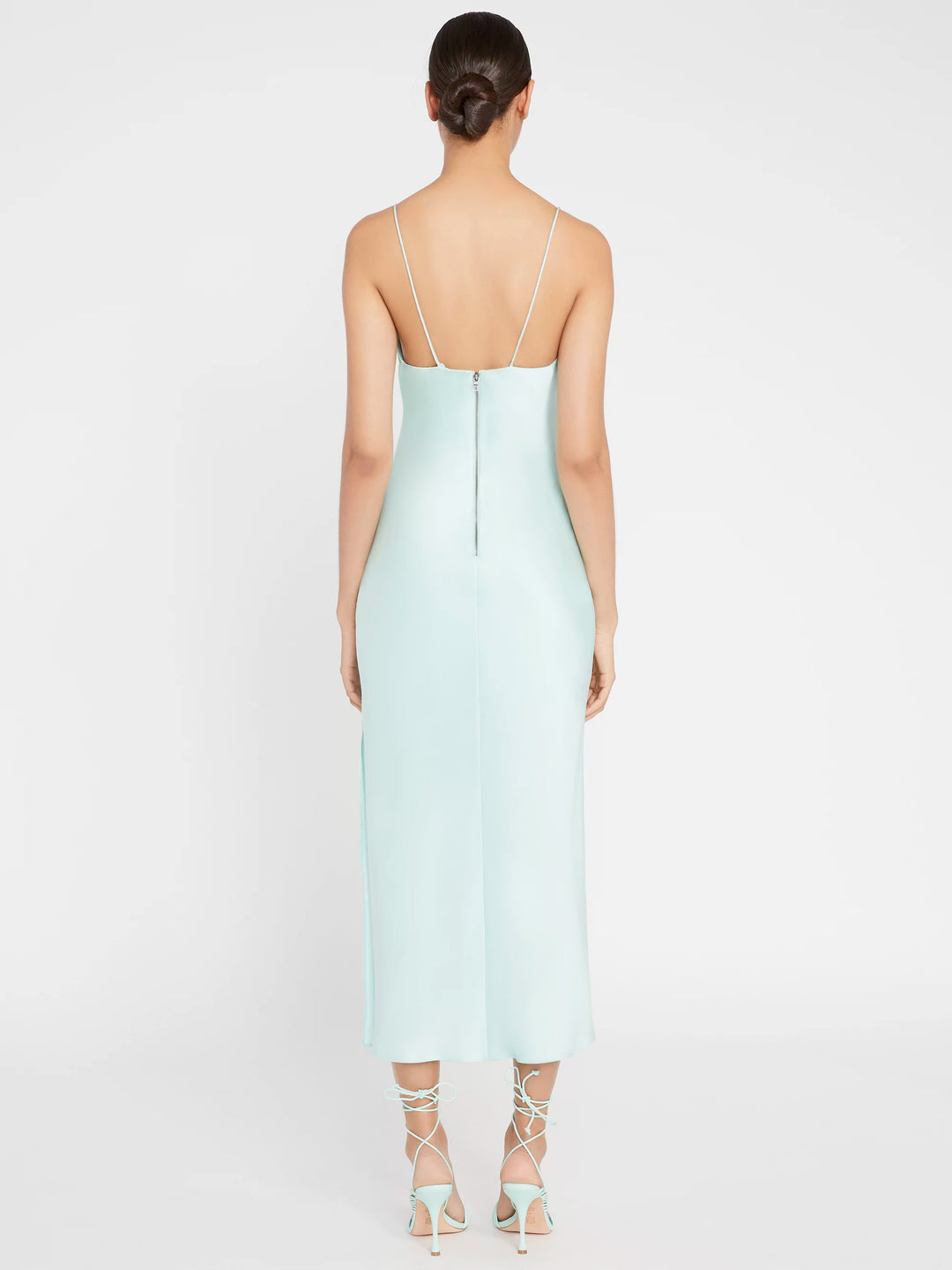 Alice + Olivia - Harmony Drape Slip Midi Dress w Slit in Mint