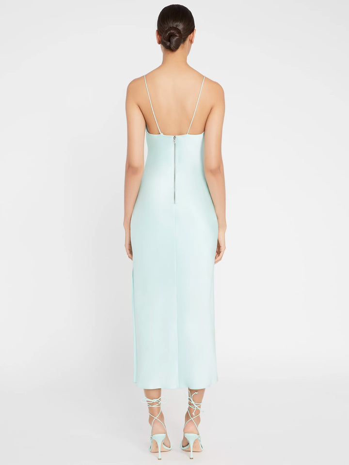Alice + Olivia - Harmony Drape Slip Midi Dress w Slit in Mint