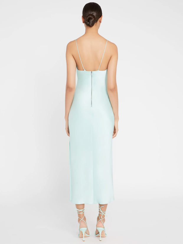 Alice + Olivia - Harmony Drape Slip Midi Dress w Slit in Mint