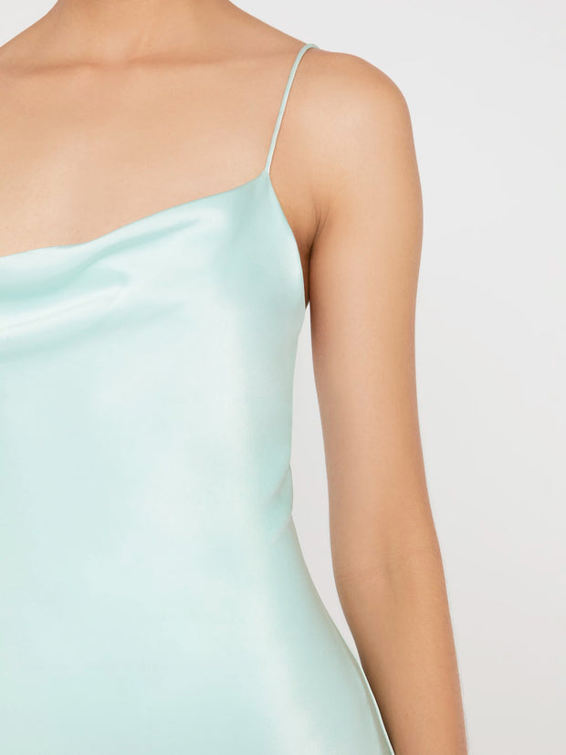 Alice + Olivia - Harmony Drape Slip Midi Dress w Slit in Mint