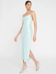 Alice + Olivia - Harmony Drape Slip Midi Dress w Slit in Mint