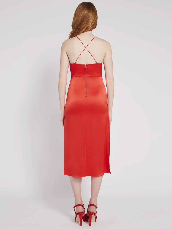 Alice & Olivia - Loraine Seamed Slip Midi Dress in Bright Poppy