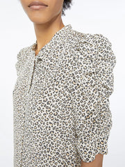Frame - Shirred Sleeve Button-Up Top in Caramel Multi