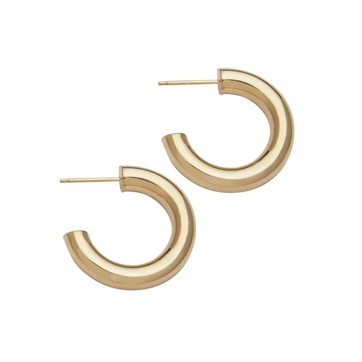 Jennifer Zeuner - Lou Small Hoop Earrings in 14k Yellow Gold Plated Silver