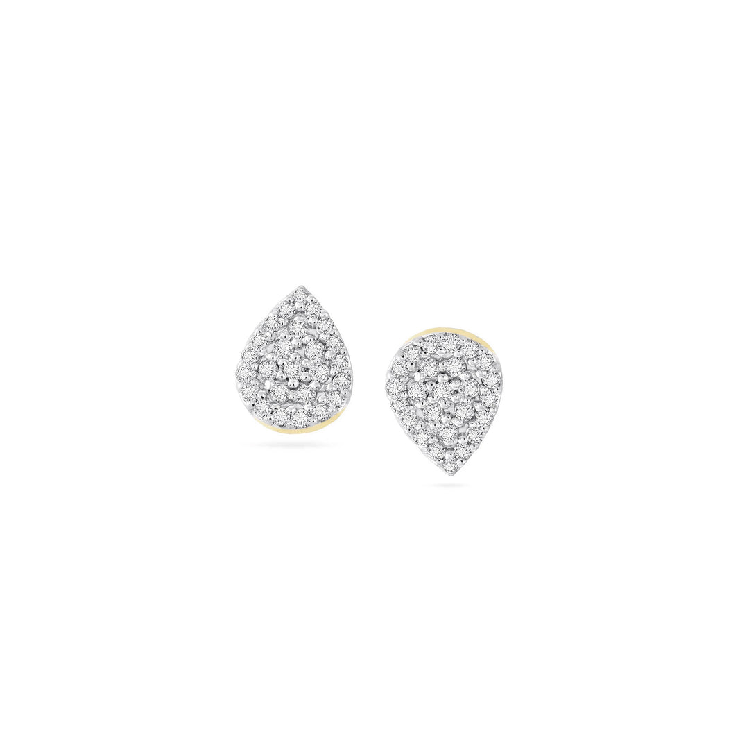 Adina - Solid Pave Teardrop Posts in Yellow Gold