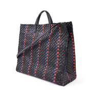 Clare V. Black Perf Leather Simple Tote w Stripes NWT Perforated