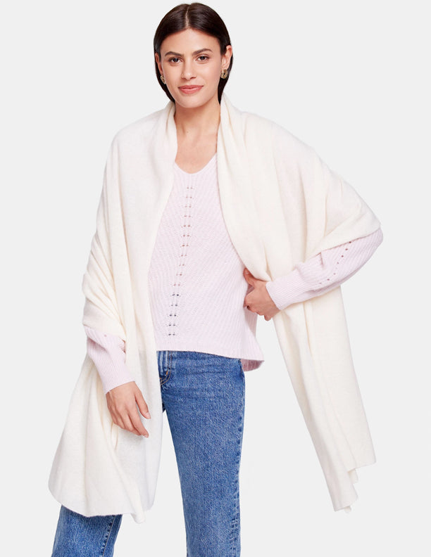 White + Warren - Travel Wrap in Pearl White
