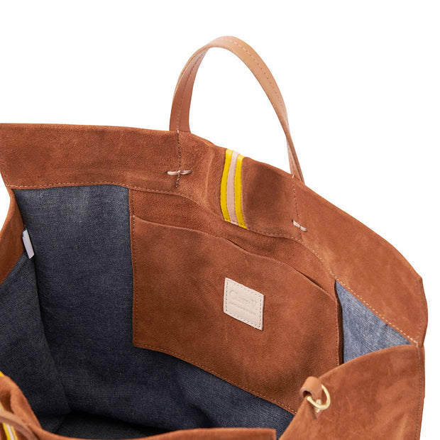 Clare V. - Simple Tote in Natural Rustic w/ Pale Pink, Parrot
