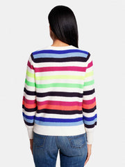 White + Warren - Bold Stripe Sweatshirt in Neon Combo