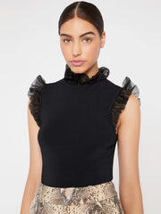 Alice + Olivia - Kerrie Ruffled Open Back Tank in Black
